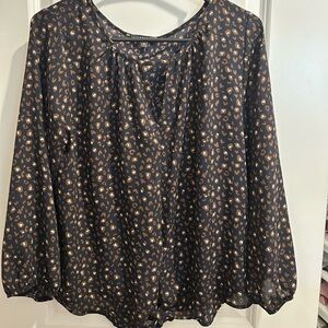 West Kei Navy Leopard Print Blouse